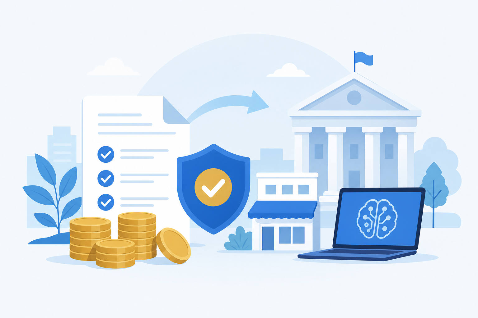 AI導入に活用できる補助金・助成金制度を象徴するイラスト