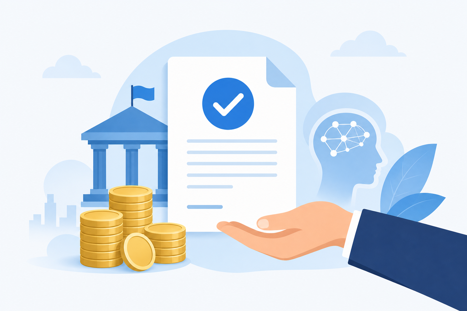 AI研修に使える補助金・助成金制度を象徴するイラスト